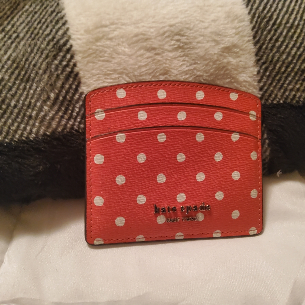 Kate Spade Red Card Holder with White Polka Dots
